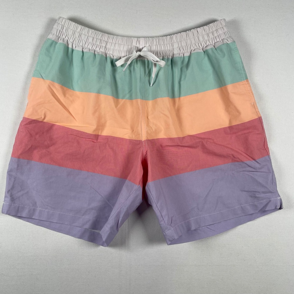 Chubbies Men's Large Striped Swim Trunks‎ Shorts Drawstring Casual